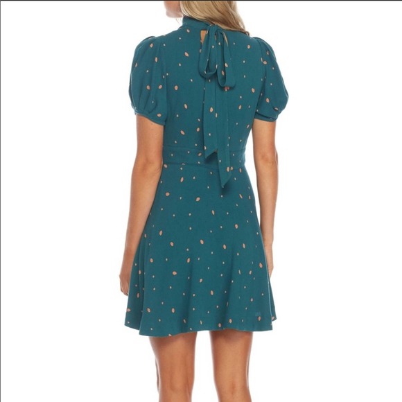 Free People Abbie Printed Mock Neck SS Mini Dress 4 - Picture 14 of 16